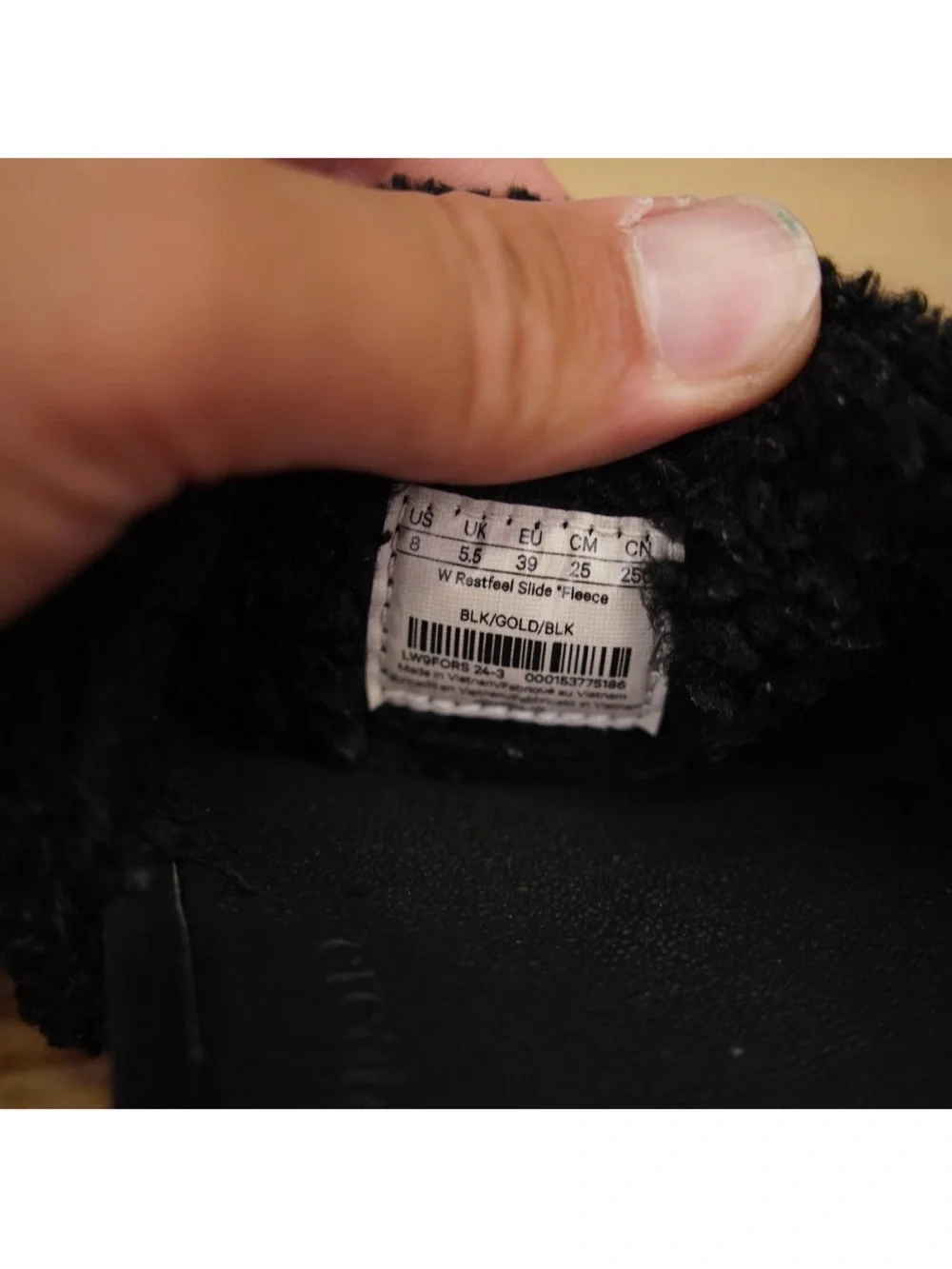 Lululemon Women’s Restfeel Slide Fleece Black Gold Comfort Sandals Size US 8